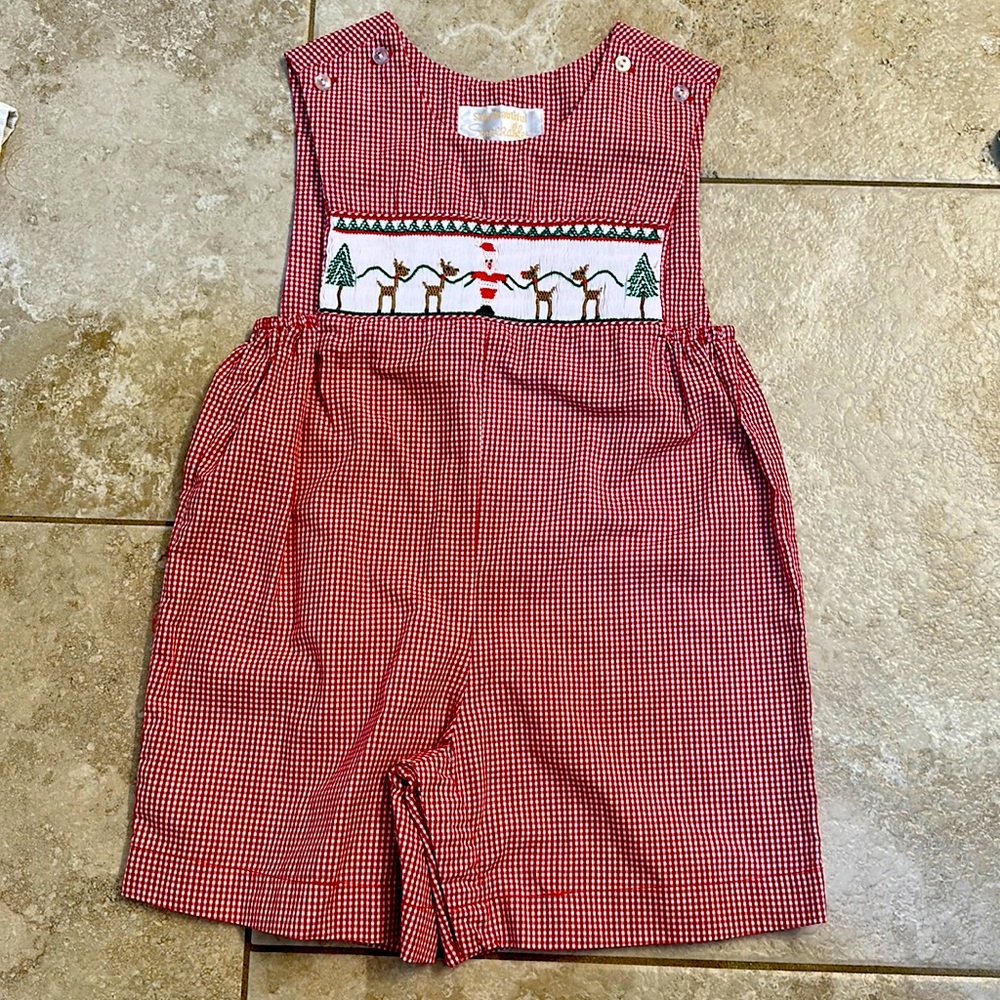 Sew Beautiful Smockables smocked Christmas romper